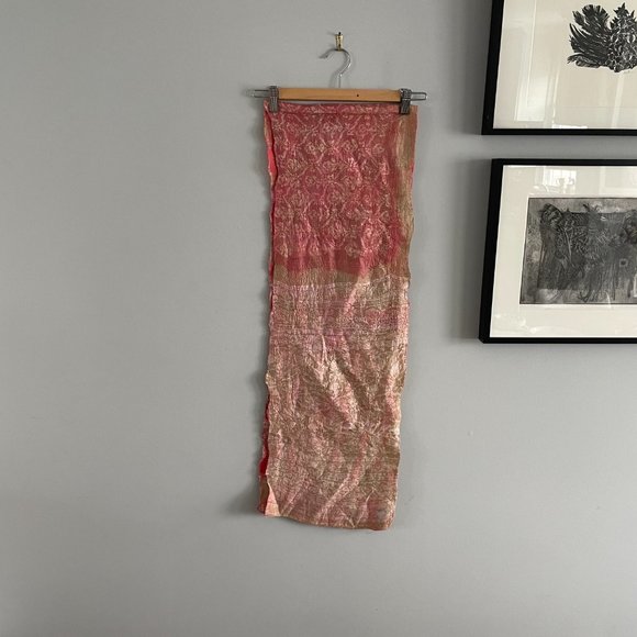 Wearable Art Crafted Wool Silk Scarf Wrap Kooloo Hand Made in Nepal 74 x 12 in - Picture 6 of 16